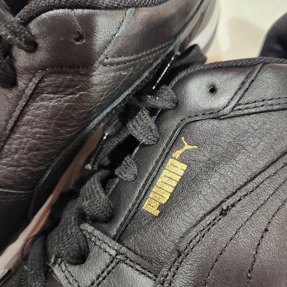 Puma Men's Black Leather Walking Shoes/Sneakers, Size 10 - Picture 8 of 14
